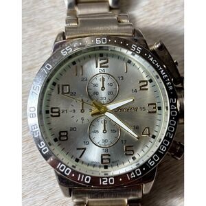 Geneva Men's Fashion Watch Analog 2977‎ Silver Metallic Tone - Needs Battery